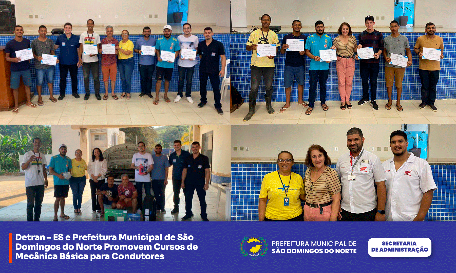 Detrans-ES e Prefeitura Municipal de São Domingos do Norte Promovem Cursos de Mecânica Básica para Condutores
